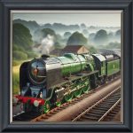 Green Steam Engine - Velvet Printed Frame