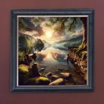 Dawn Breaks Over the Lakes - Velvet Printed Frame Hung Up