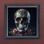 Day of the Dead Skull - Velvet Printed Frame Hung Up