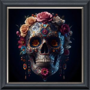 Decorative Floral Skull - Velvet Printed Frame