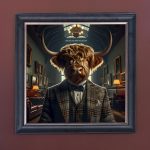Dicky Bow Cow - Velvet Printed Frame Hung Up