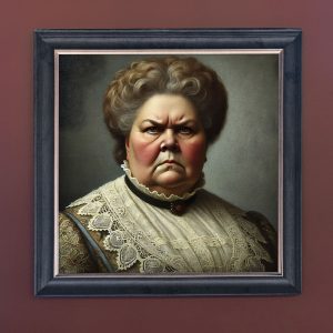 Disgruntled Woman - Velvet Printed Frame Hung Up