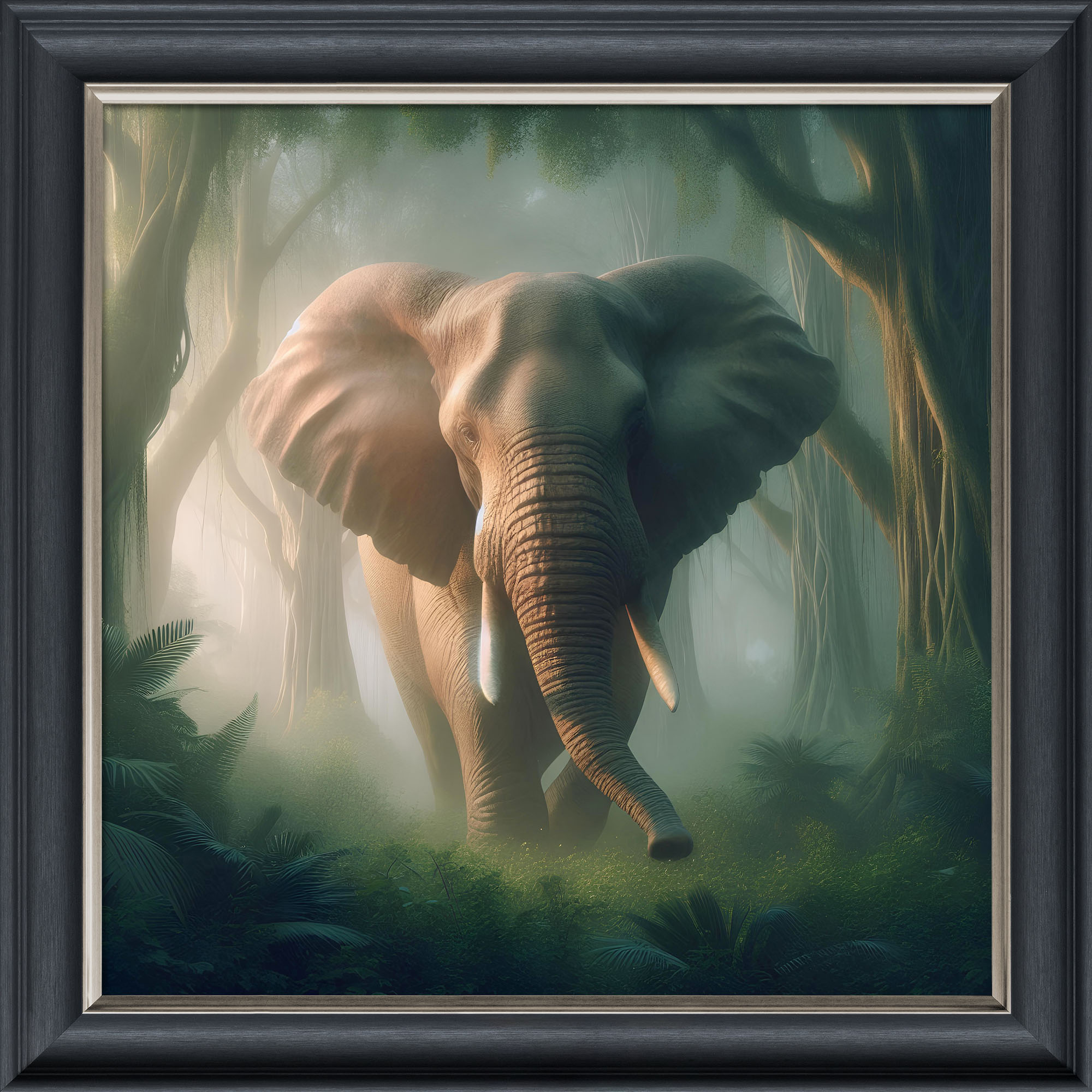 Elephant in the Mist - Velvet Printed Frame Elephant in the Mist - Velvet Printed Frame