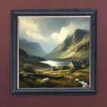 Farm in the Valley - Velvet Printed Frame Hung Up