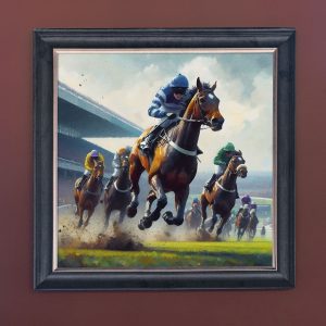 Final Stretch - Velvet Printed Frame Hung Up