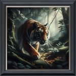 Forest Tiger of the Night - Velvet Printed Frame