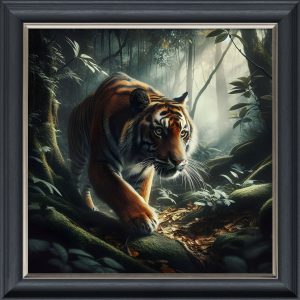 Forest Tiger of the Night - Velvet Printed Frame