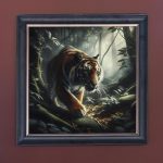Forest Tiger of the Night - Velvet Printed Frame Hung Up
