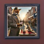 Foxy Card Trick - Velvet Printed Frame Hung Up