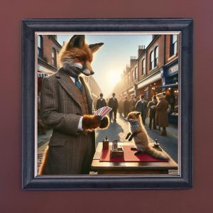 Foxy Card Trick - Velvet Printed Frame Hung Up
