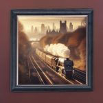 Golden Age of Steam - Velvet Printed Frame Hung Up