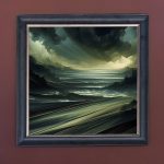 Green Landscape - Velvet Printed Frame Hung Up