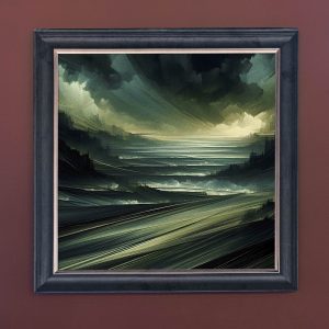 Green Landscape - Velvet Printed Frame Hung Up