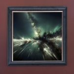 Green Spacy - Velvet Printed Frame Hung Up