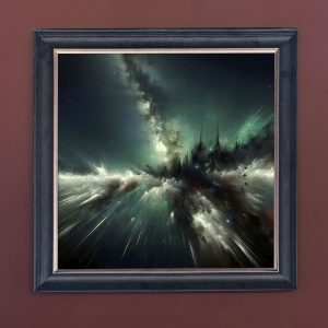 Green Spacy - Velvet Printed Frame Hung Up