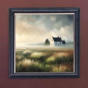 House in the Field - Velvet Printed Frame Hung Up