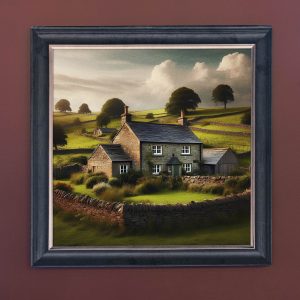 Idyllic Cottage - Velvet Printed Frame Hung Up