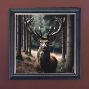 Intense Stag - Velvet Printed Frame Hung Up