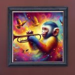 Jazzy Monkey - Velvet Printed Frame Hung Up