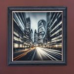 London City Street - Velvet Printed Frame Hung Up