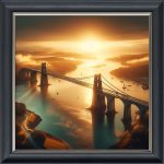 Menai Bridge at Dawn - Velvet Printed Frame