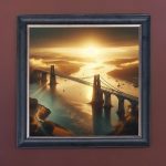 Menai Bridge at Dawn - Velvet Printed Frame Hung Up
