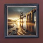 Menai Bridge - Velvet Printed Frame Hung Up