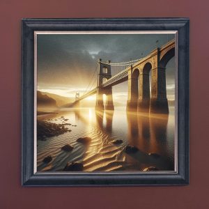 Menai Bridge - Velvet Printed Frame Hung Up