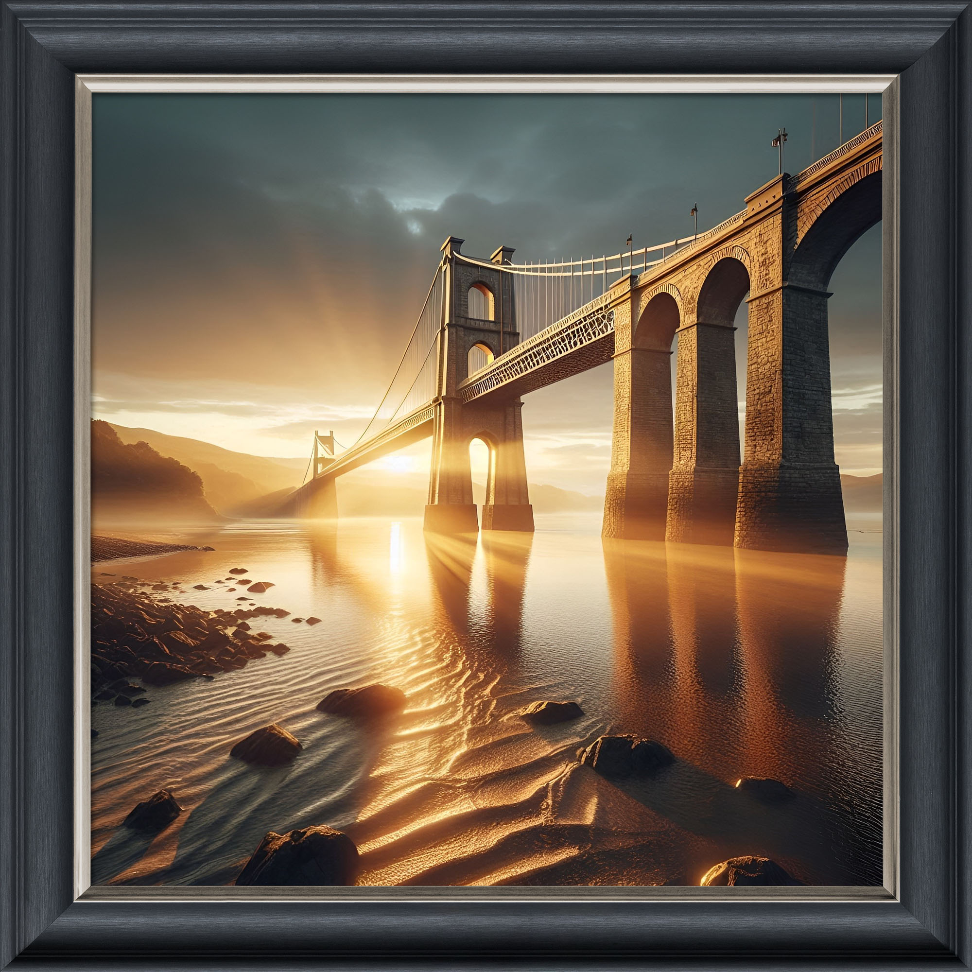 Menai Bridge - Velvet Printed Frame Menai Bridge - Velvet Printed Frame