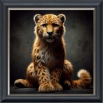 Orange Leopard Cub - Velvet Printed Frame