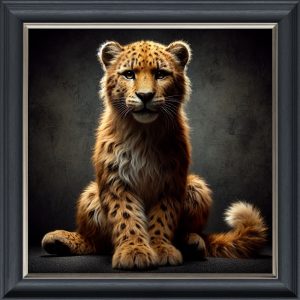 Orange Leopard Cub - Velvet Printed Frame