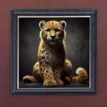 Orange Leopard Cub - Velvet Printed Frame Hung Up