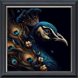 Blue Peacock - Velvet Printed Frame