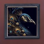 Blue Peacock - Velvet Printed Frame Hung Up