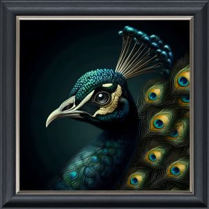 Green Peacock - Velvet Printed Frame