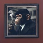 Peaky Chimper - Velvet Printed Frame Hung Up