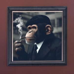 Peaky Chimper - Velvet Printed Frame Hung Up