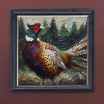 Plucky Pheasant - Velvet Printed Frame Hung Up