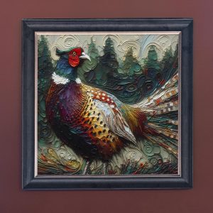 Plucky Pheasant - Velvet Printed Frame Hung Up