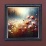 Poppies - Velvet Printed Frame Hung Up