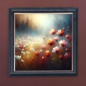 Poppies - Velvet Printed Frame Hung Up