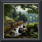 Ram in the River - Velvet Printed Frame