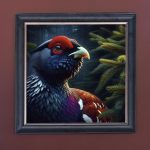 Red Grouse - Velvet Printed Frame Hung Up
