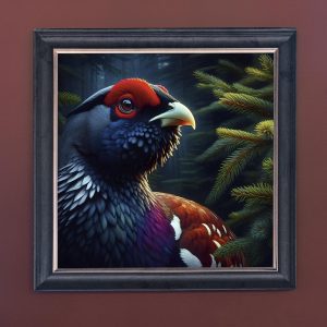 Red Grouse - Velvet Printed Frame Hung Up