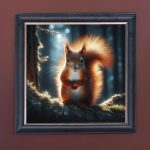Red Squirrel - Velvet Printed Frame Hung Up