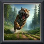 Running Tiger - Velvet Printed Frame