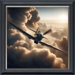 Spitfire Above the Clouds - Velvet Printed Frame