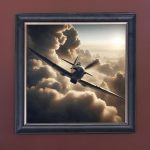 Spitfire Above the Clouds - Velvet Printed Frame Hung Up