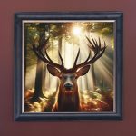 Stag in the Sun - Velvet Printed Frame Hung Up
