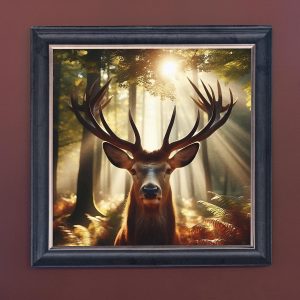 Stag in the Sun - Velvet Printed Frame Hung Up